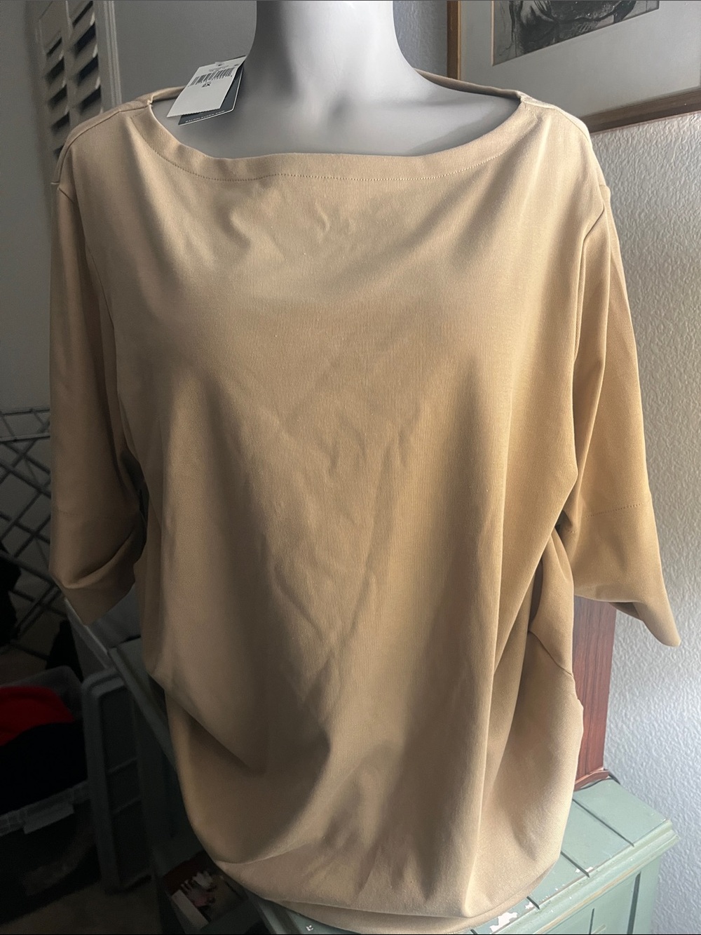 Lauren Ralph Lauren Boatneck Tunic Top in Camel Tan